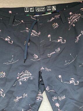 William Murray Golf Men's Swim Trunks — Navy with Pink Print and Accents
